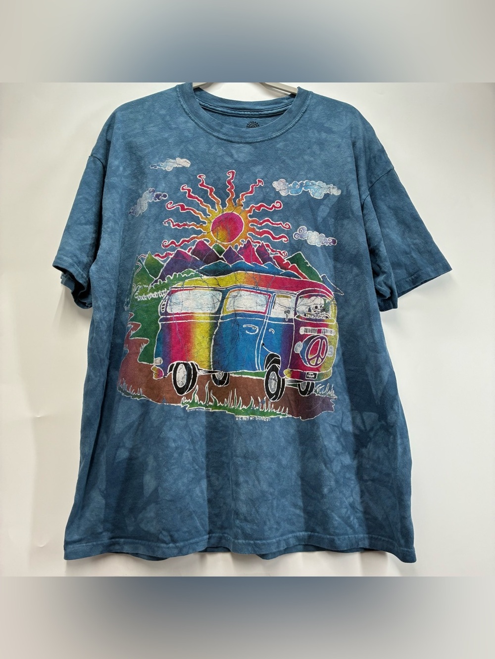 Grateful Dead Skeleton Hippie Van Mens XL T Shirt Blue Tie Dye Hippie Peace Trip